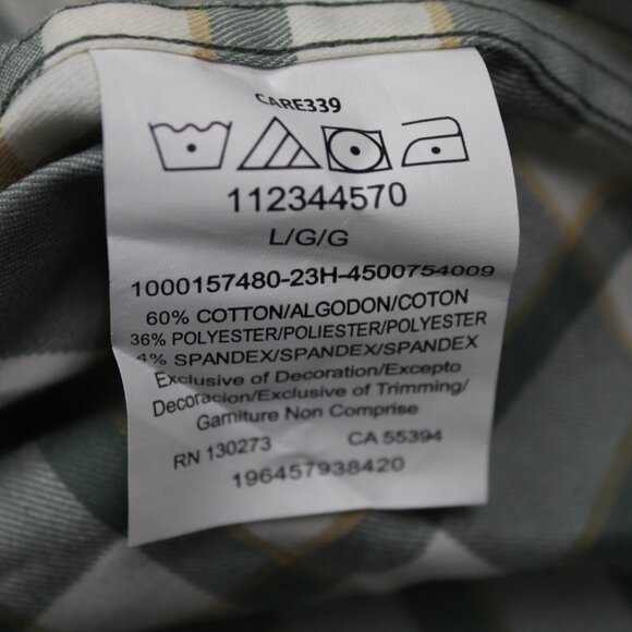 Wrangler Shirt NWT Mens Large Green/Yellow Regular Fit Roll Sleeve Stretch L/S - Picture 10 of 13